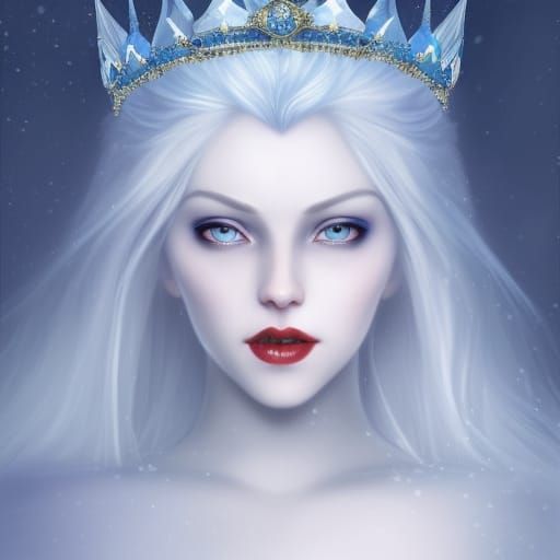 Beautiful Snow Queen Portrait in Dark Fantasy Style