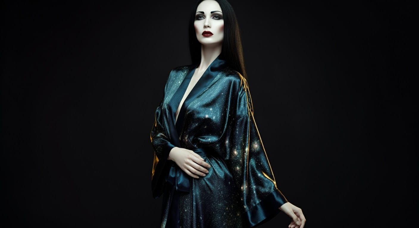 Ethereal Silk Goddess in Celestial Robe