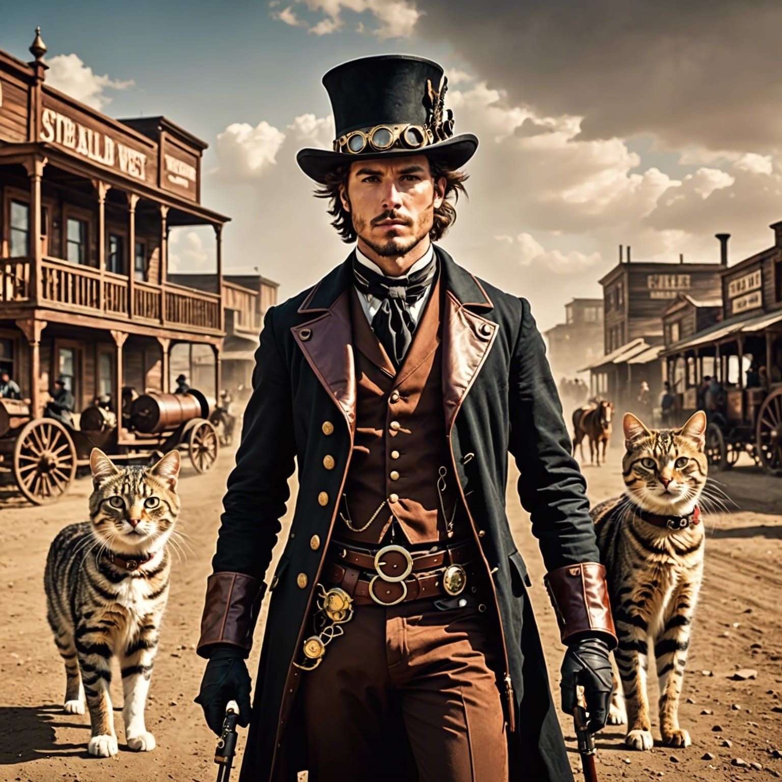 Steampunk Cat Herders in the Wild West