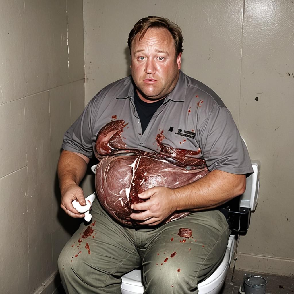 Morbidly Obese Man Eating Rotten Meat