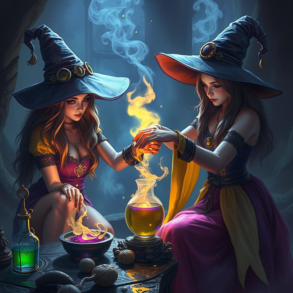 Enchanting Witches Brew Potion, Dark Fantasy Art