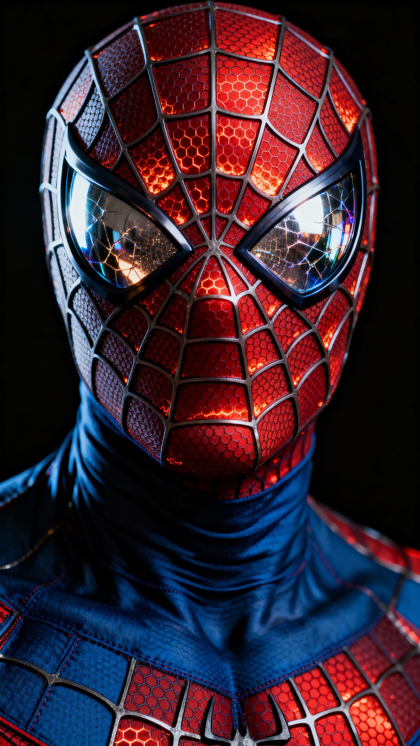 Hyper Realistic Spider-Man Close-Up: Iconic Suit Details