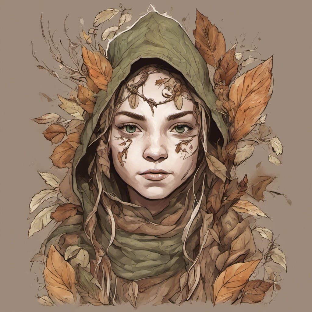 Halfling Druid in Earth-Toned Hood: Detailed Matte Painting