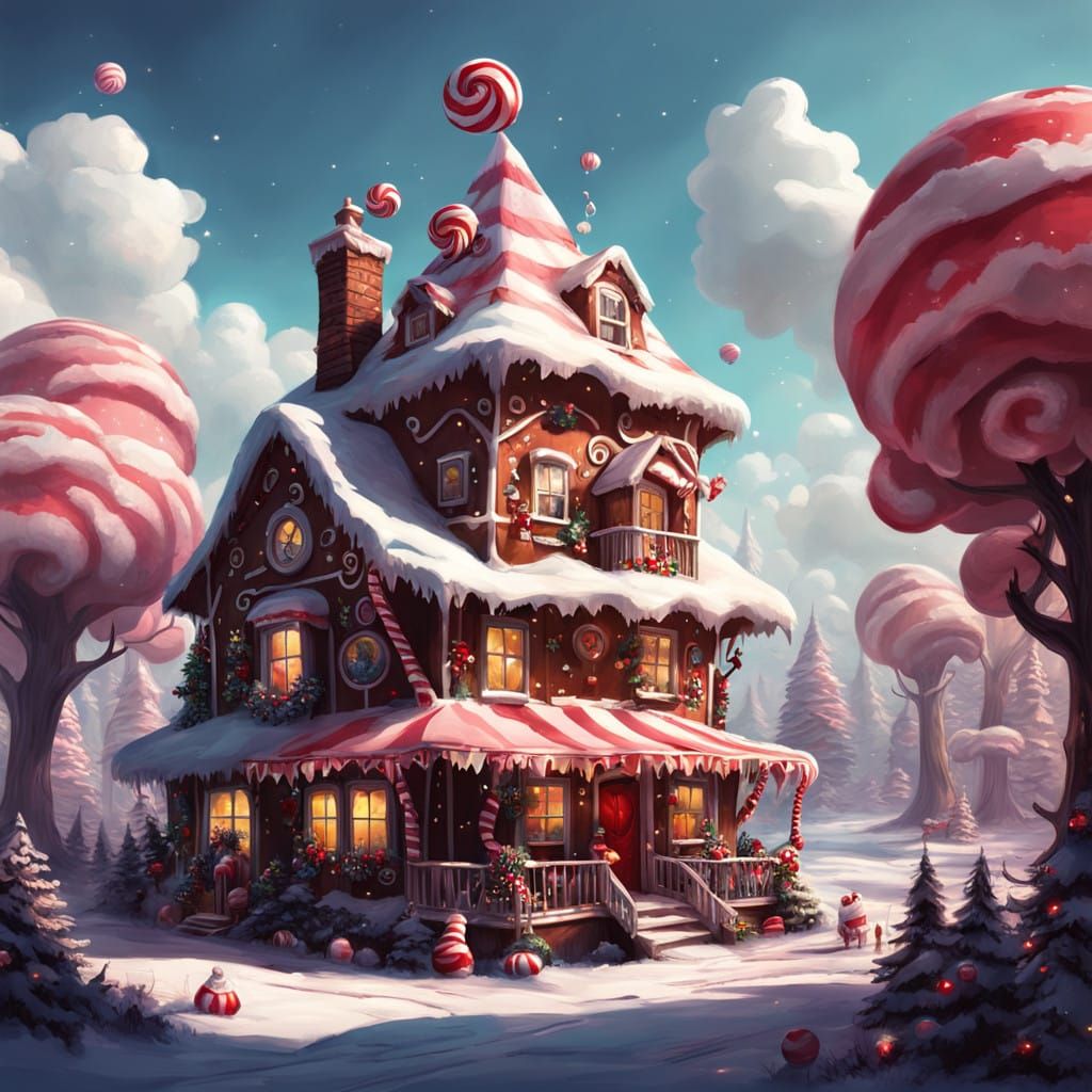 Surreal Wonderland Holiday Scene in Candyland Art Style