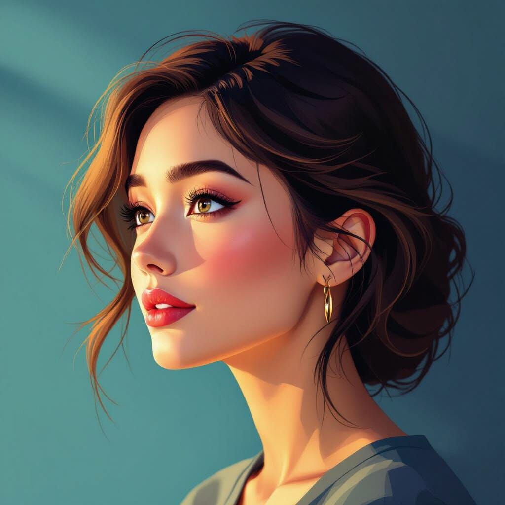 Vibrant Digital Portrait with Expressive Eyes