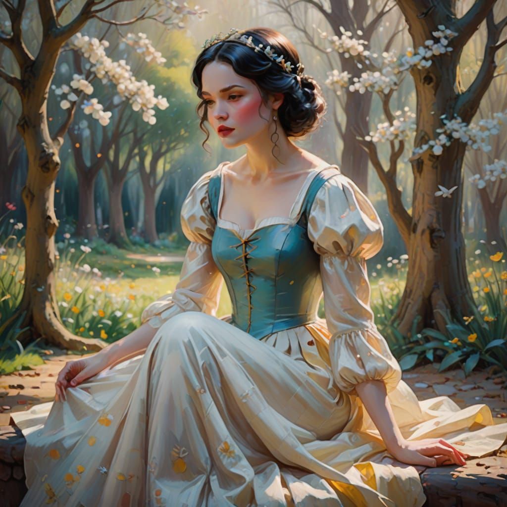 Snow White in Impressionistic Pastel Dreamscape