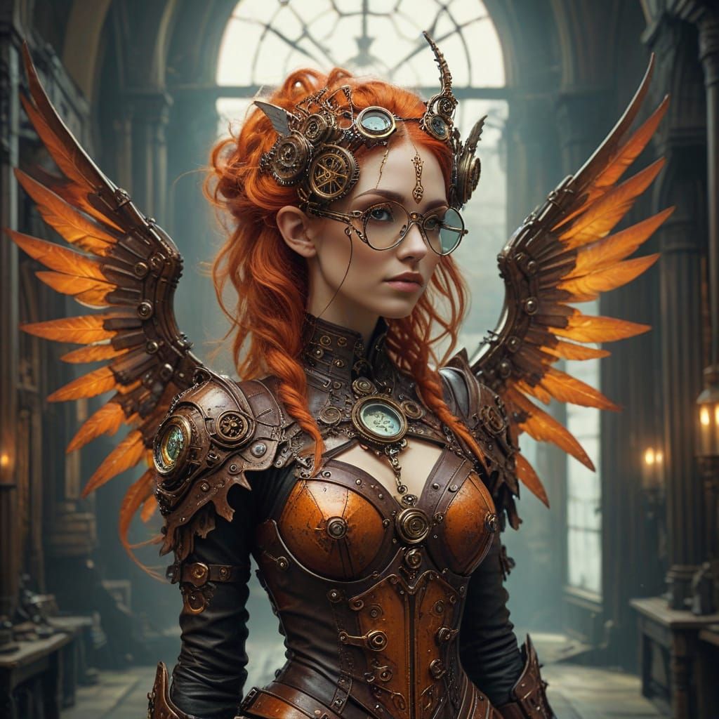 Stunning Clockpunk Angel in Steampunk Gear Haven