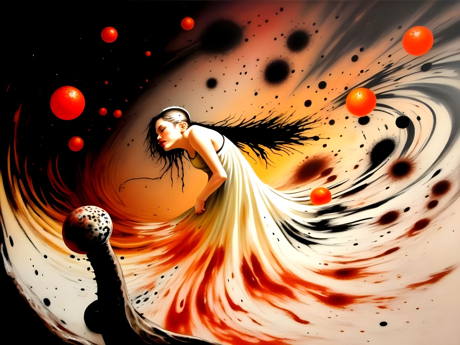 Vibrant Swirl of Dizziness in a Deep Orange Hues