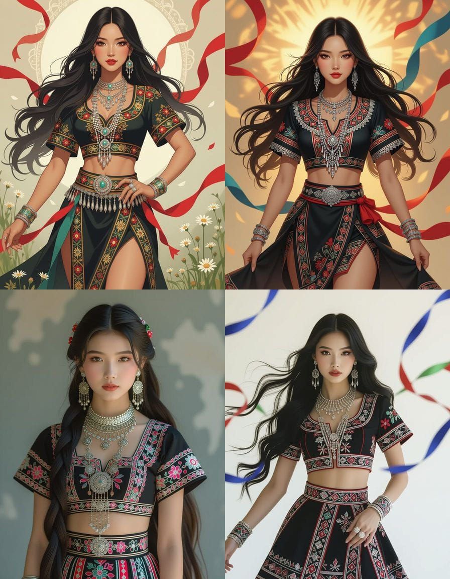 Hmong Woman in Traditional Dress