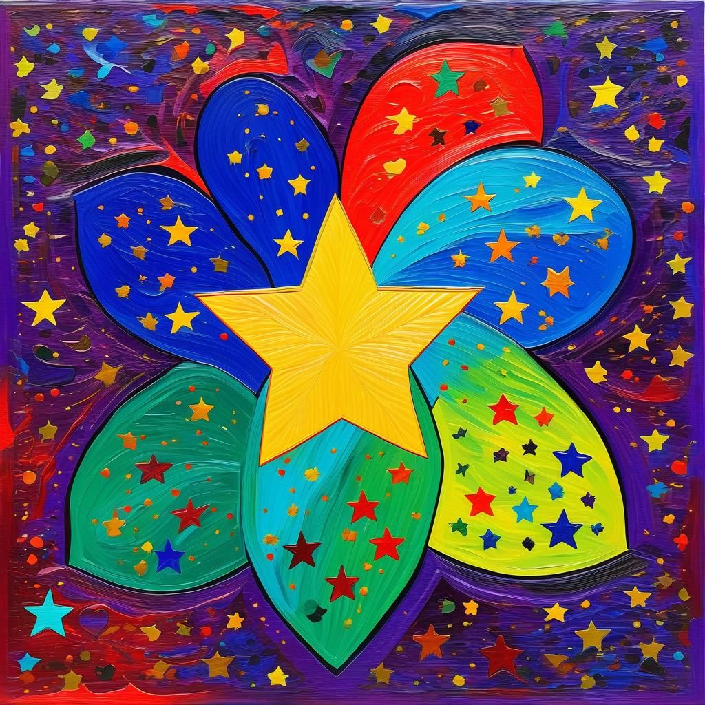 Colorful Abstract Stars and Hearts Composition