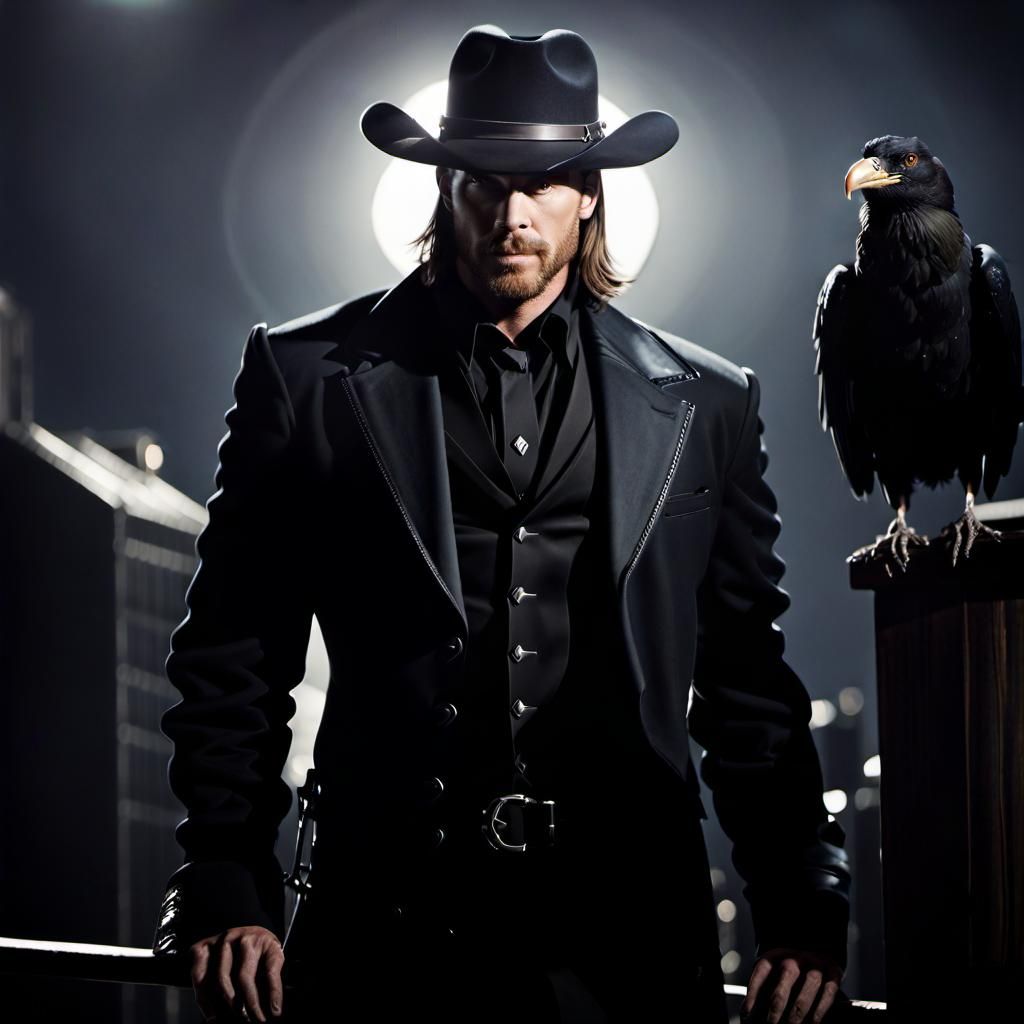 Vampire Cowboy on Rooftop in Downtown Los Angeles