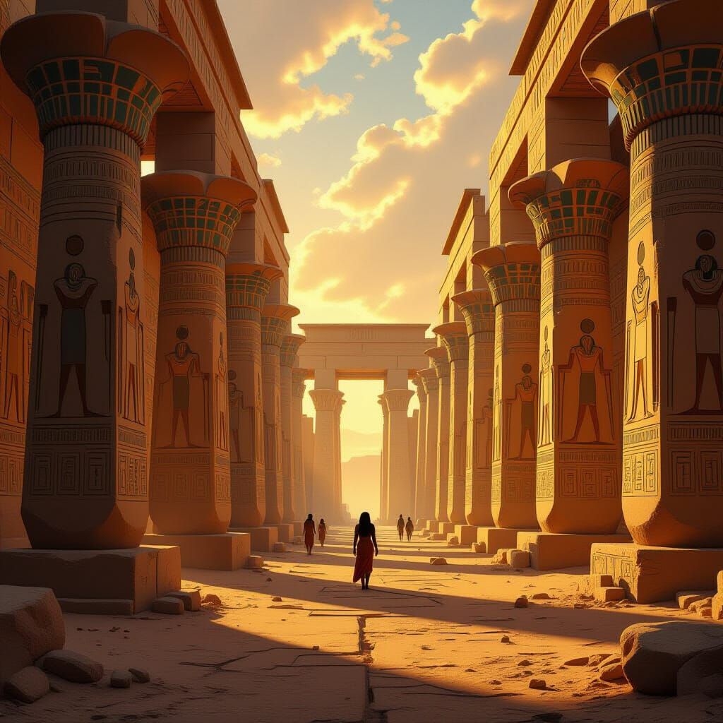 Egyptian Temple Landscape in Futuristic Style