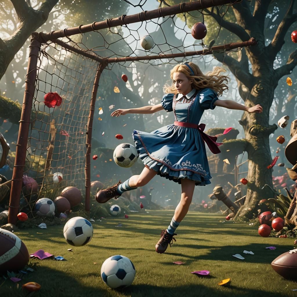 Alice in Wonderland Scores a Goal