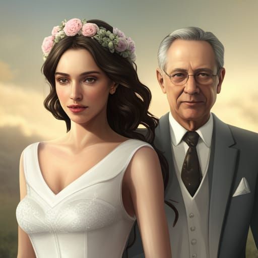 Bride and Father Walking Aisle in Sunlight