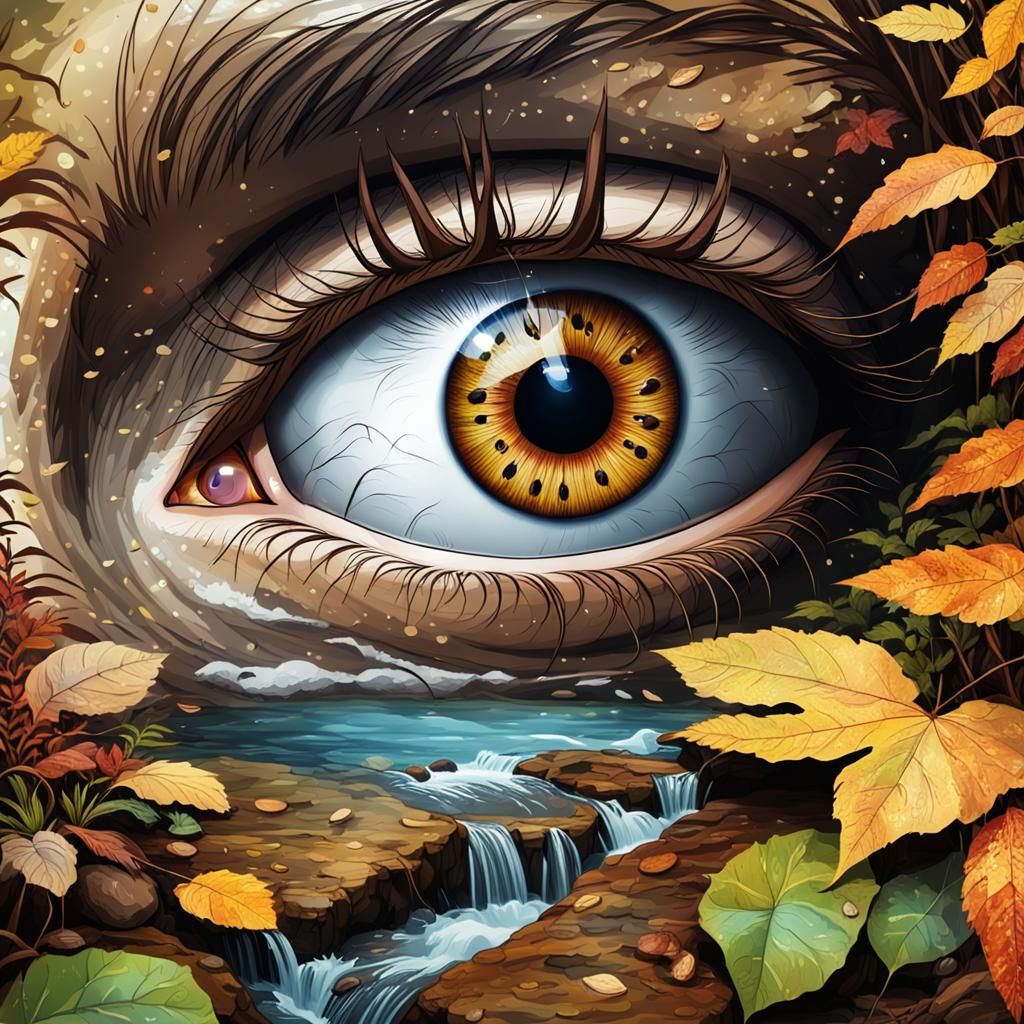 Surreal Eye with Autumnal Stream