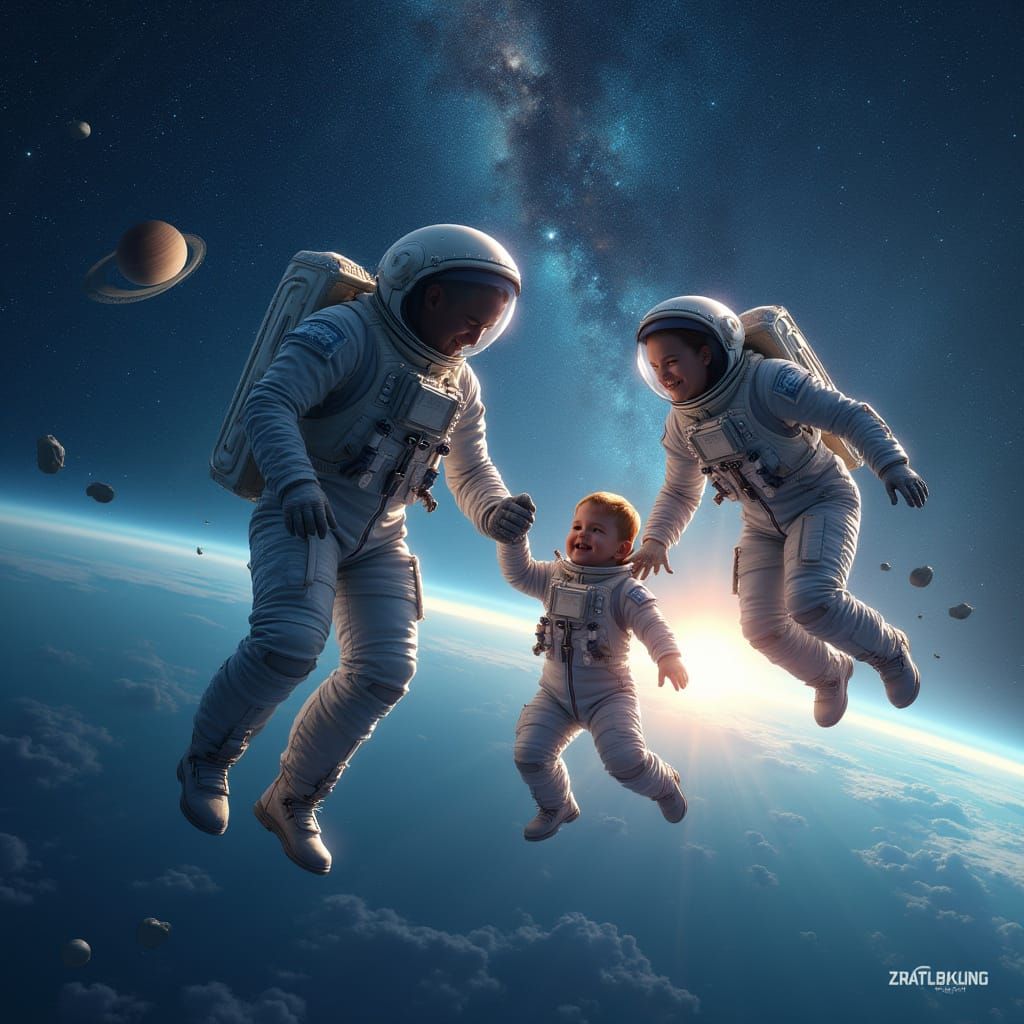 Astronaut Family in Space: A Heartwarming Moment of Unity an...
