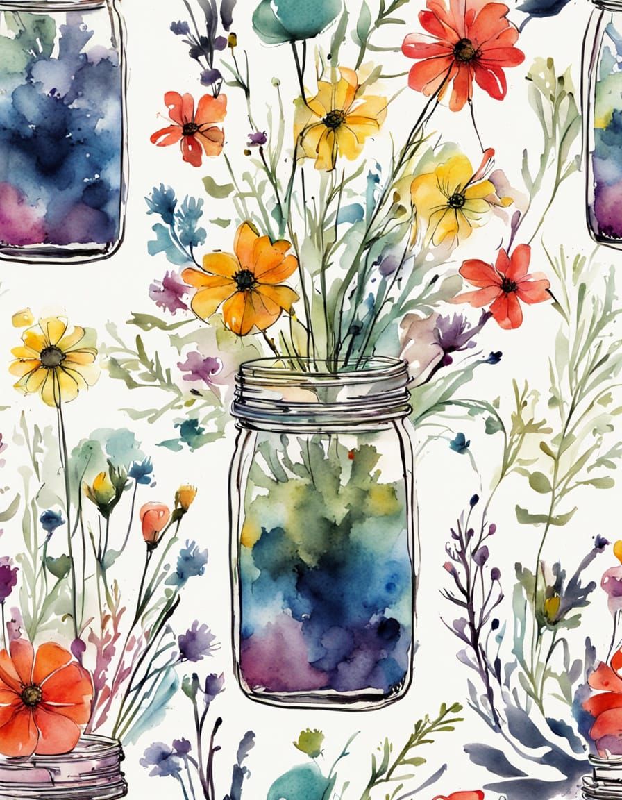 Vibrant Wildflower Bouquet in a Jelly Jar