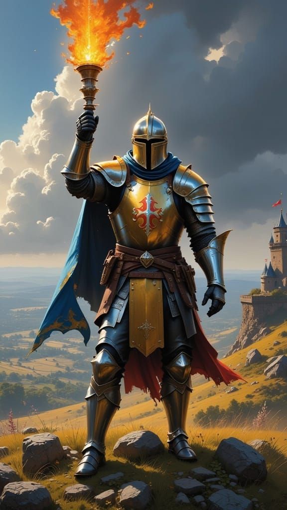 Knight of the Round Table with Glowing Flamberge