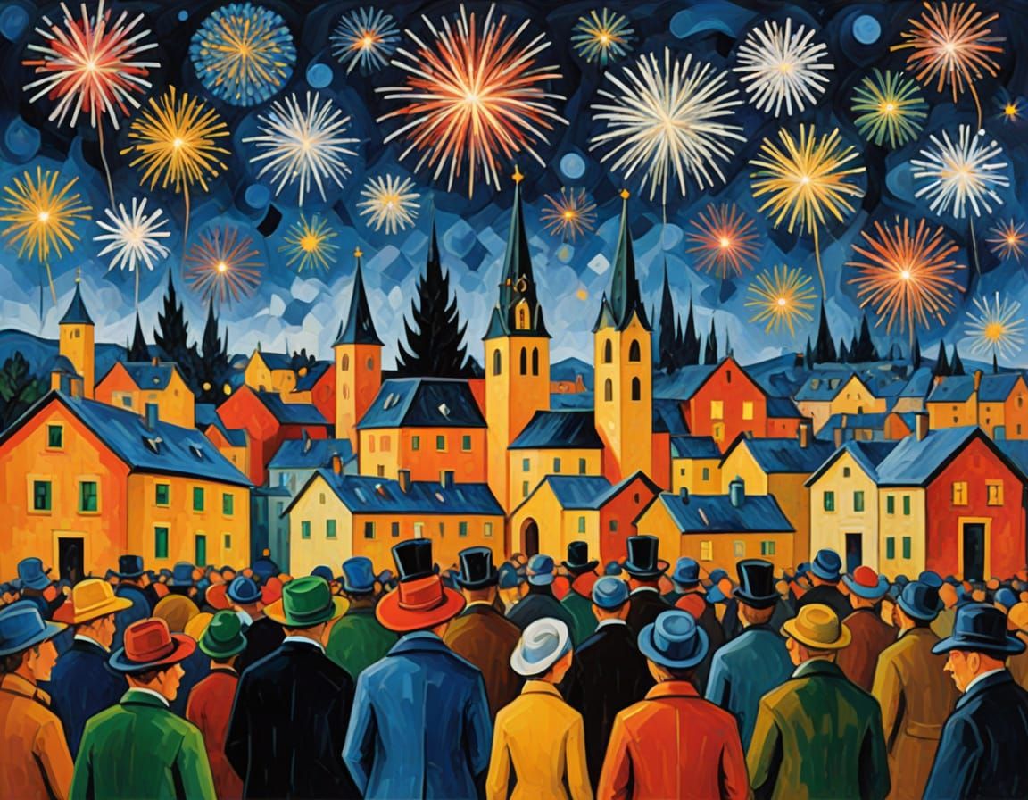 Vibrant Expressionist Celebration of the New Year