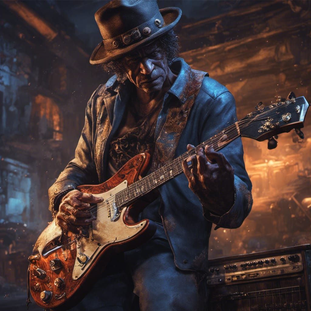 Dangerous Dan's Blues Guitar: Dark Fantasy Art