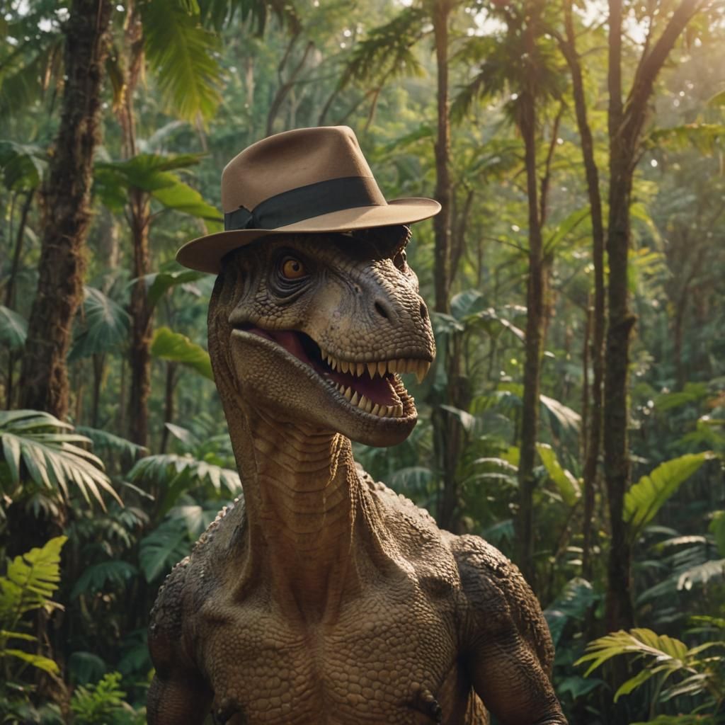 T-Rex in Film-Noir Jungle Setting