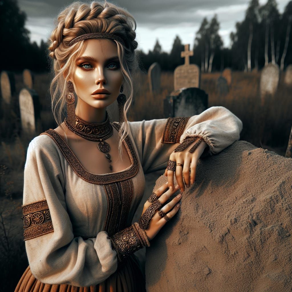Latvian Death Goddess in Macabre Matte Painting