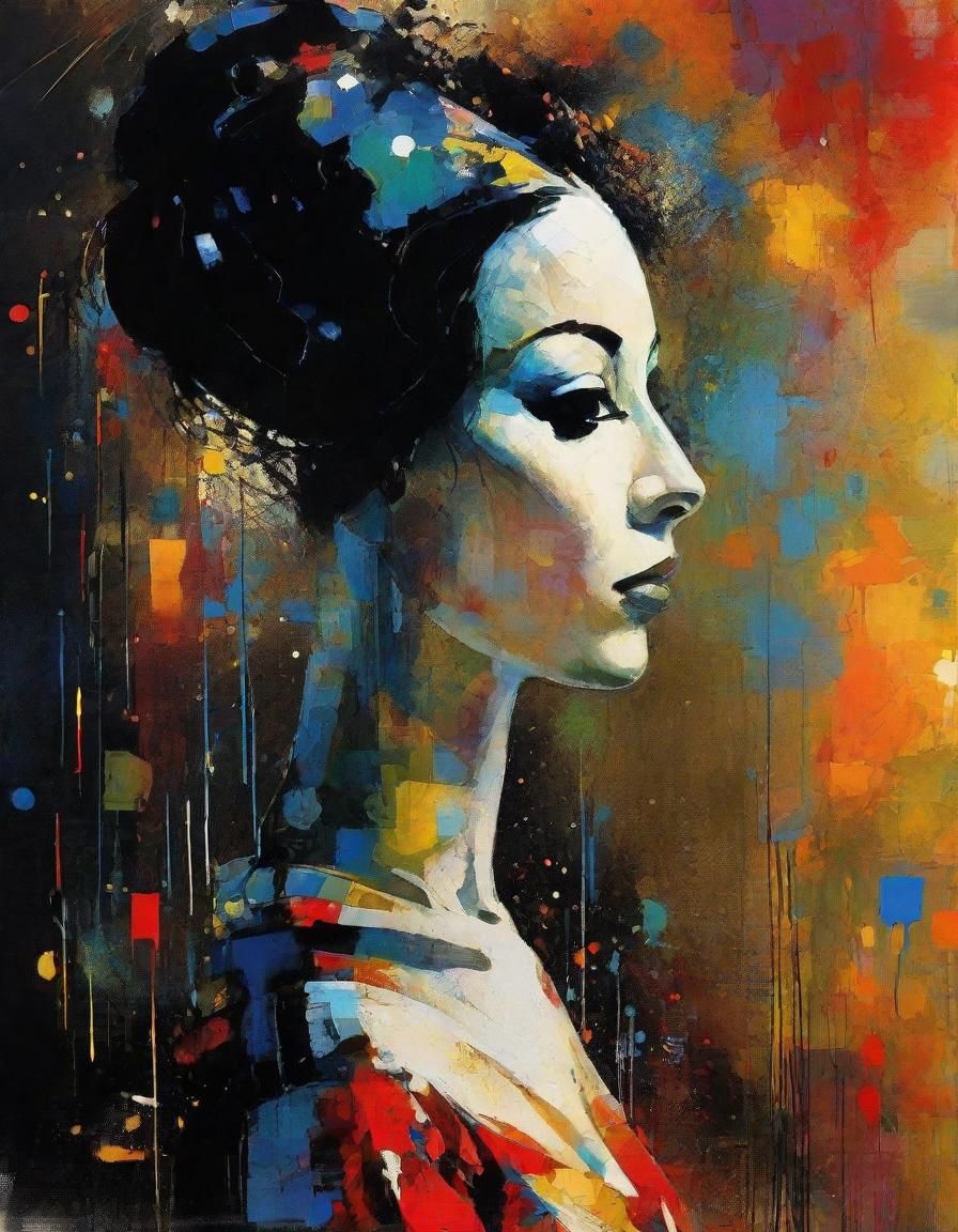 Android Geisha Portrait in Retro-Futuristic Dystopian Style