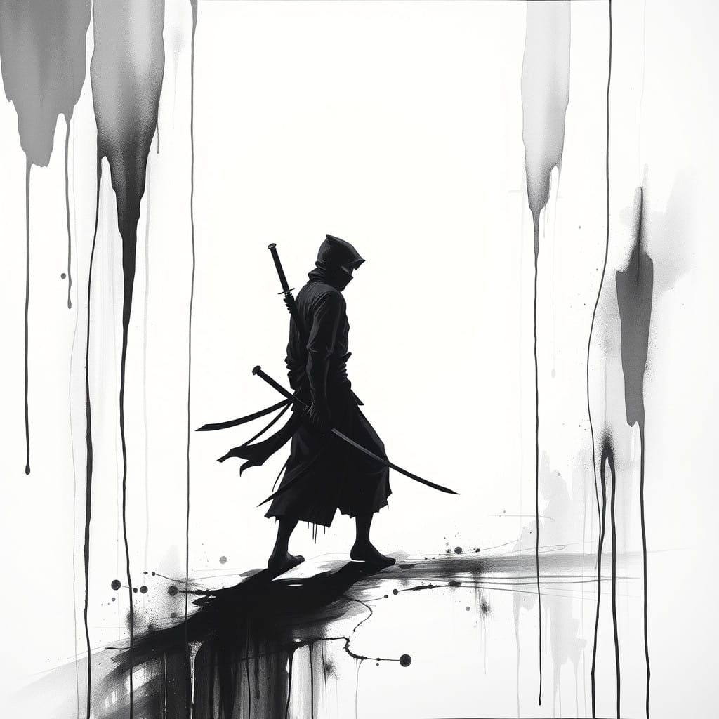 Sleek Ninja Melts into Abstract Dreamscape