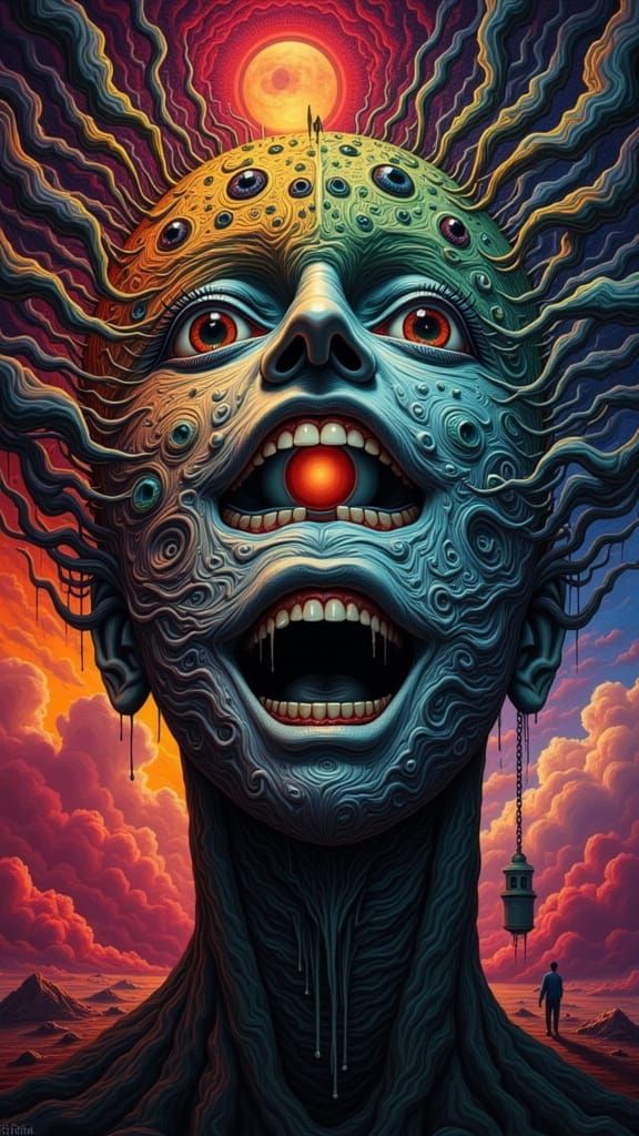 Surreal Mutant Faces and Fractal Men in Dreamscape