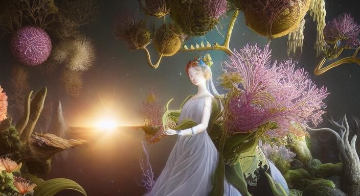 Laughing Figures Floating in Space: Fairytale Art