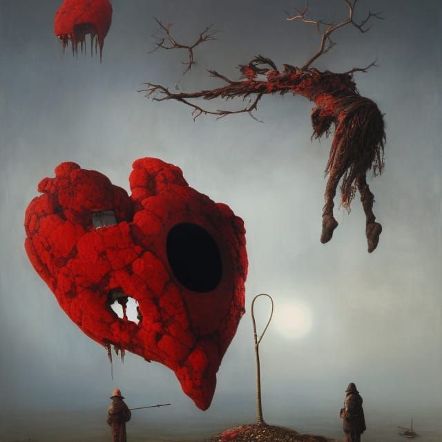 Surreal Broken Heart Painting in Photorealistic Style
