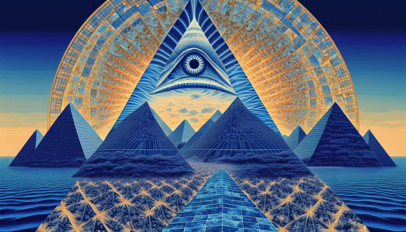 Illuminati Delft Blue Glitch Art Album Cover
