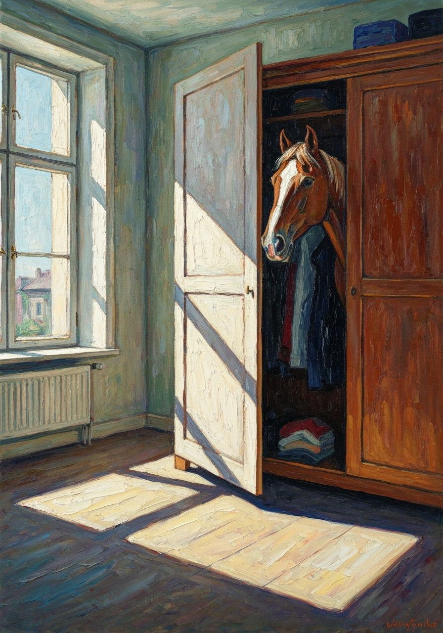 Horse in Wardrobe: Neo-Impressionist Expressionist Painting