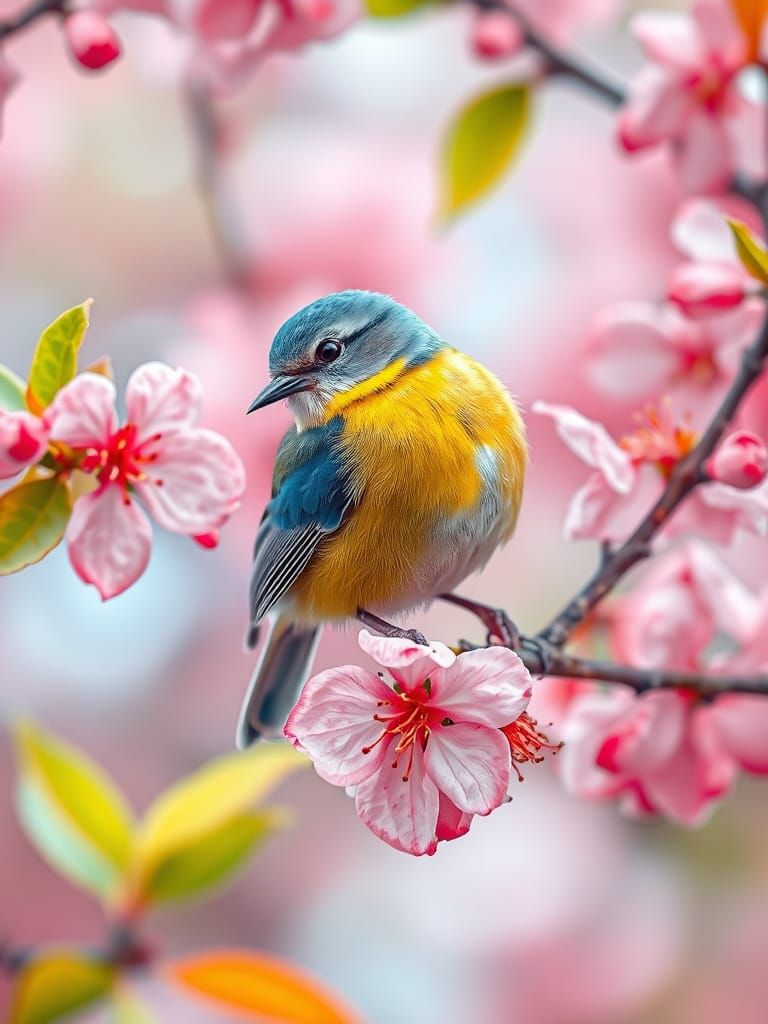 Whimsical Spring Scene in Watercolour Style