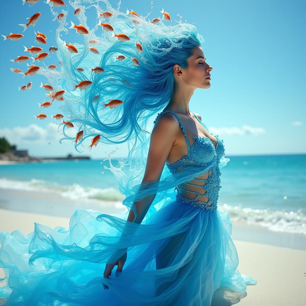 Water Goddess: Hyperrealistic Female Form