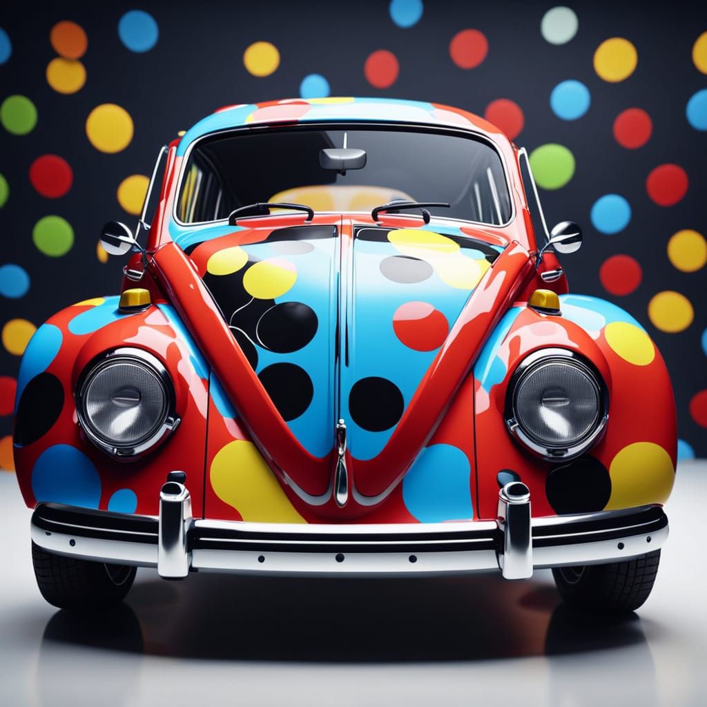 Polka Dot VW Car in Studio Lighting, Photorealistic