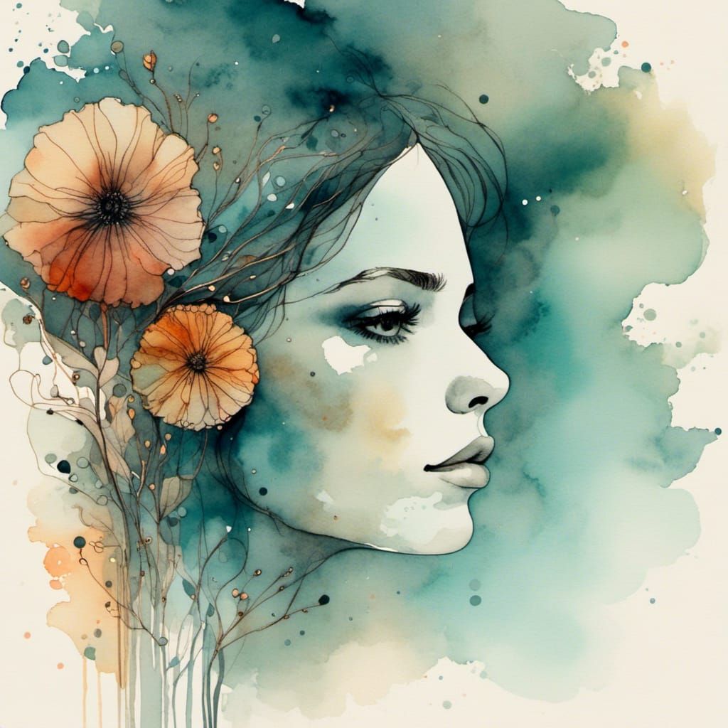 Minimalist Watercolor of a Young Traveler