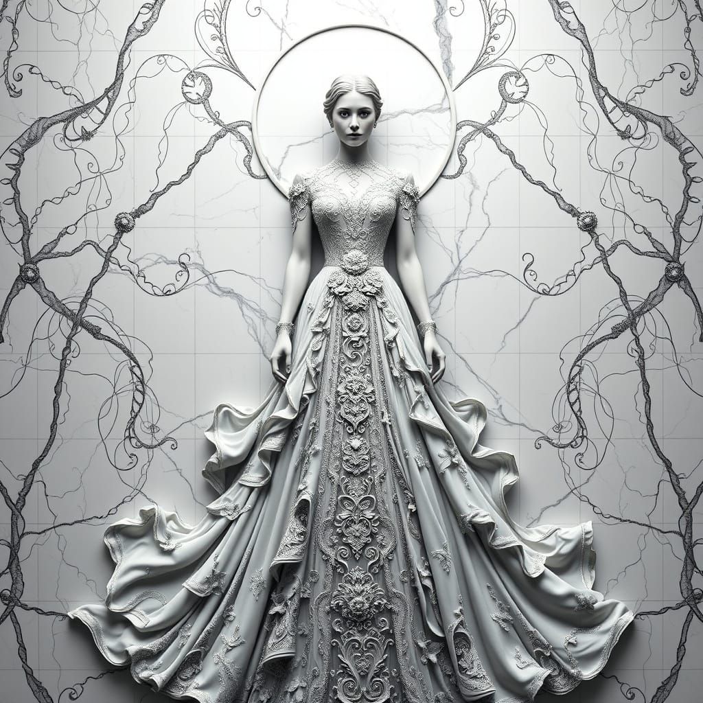 Marble Wall Sculpture of a Beautiful Woman