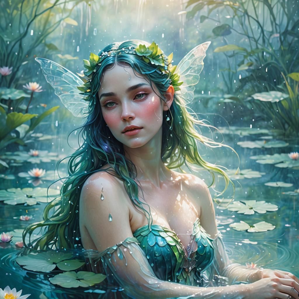 Water Fairy in Ethereal Fantasy Illustration