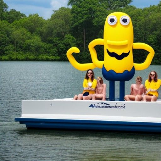 Banana Characters on a Pontoon Boat