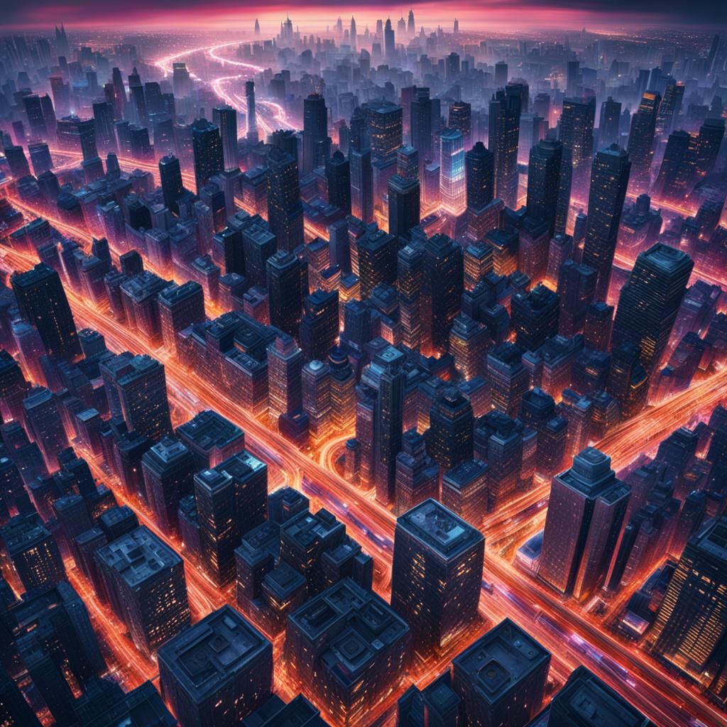 Kaleidoscopic Cityscape: Digital Matte Painting