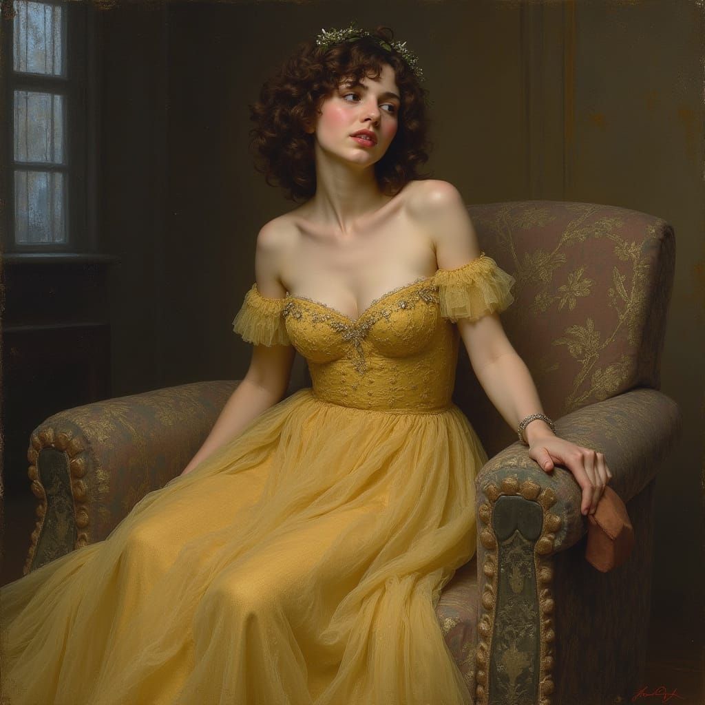 Elegant Woman in a Beautiful Nightgown