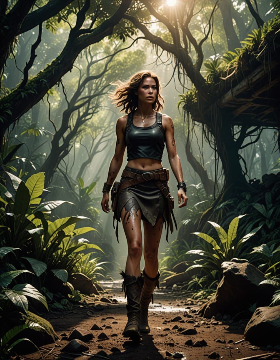 Badass Cave Woman with Energy Club