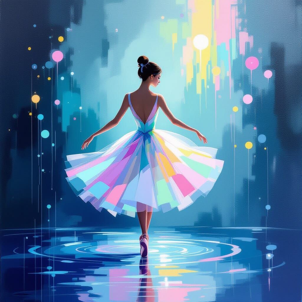Ethereal Ballerina in Pastel Minimalist Style