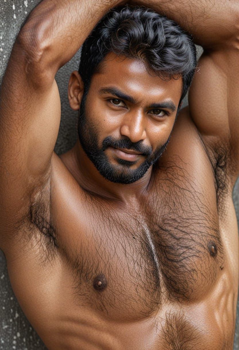 Dark-Complexioned Indian Hunk with Lush Hair