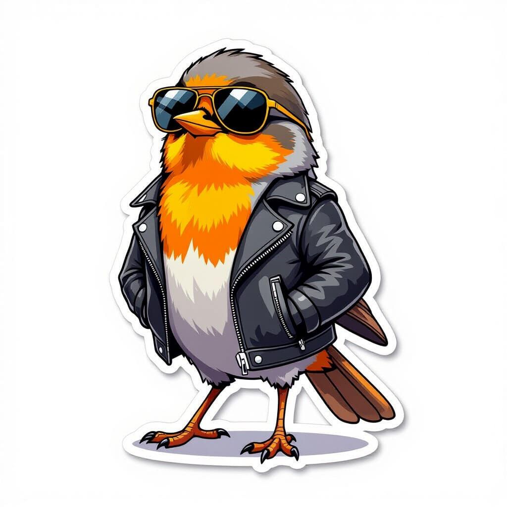 Proud Robin, dressed in bad boy outfit.