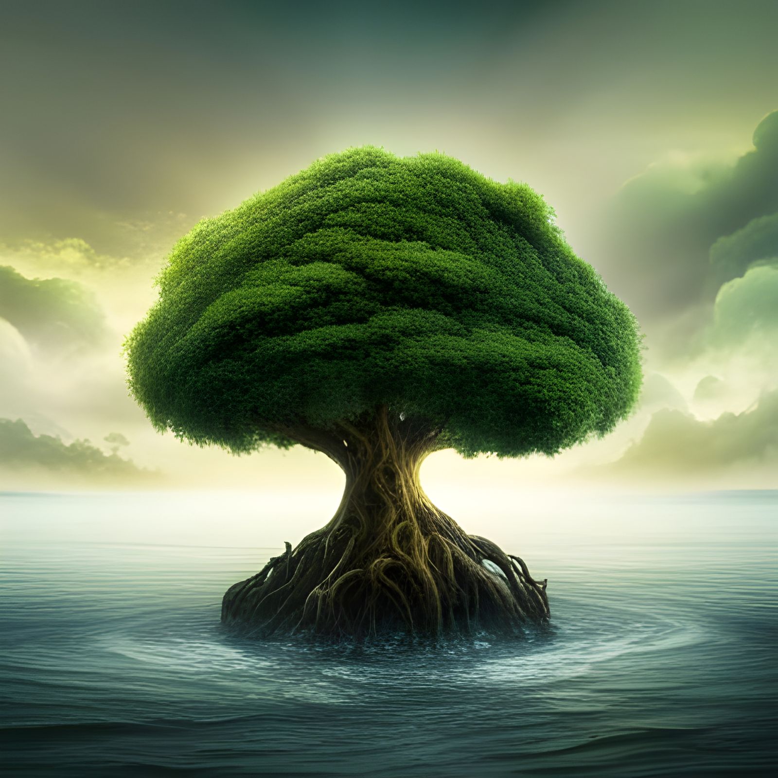 Money Tree Blooms in Ocean: Digital Matte Painting