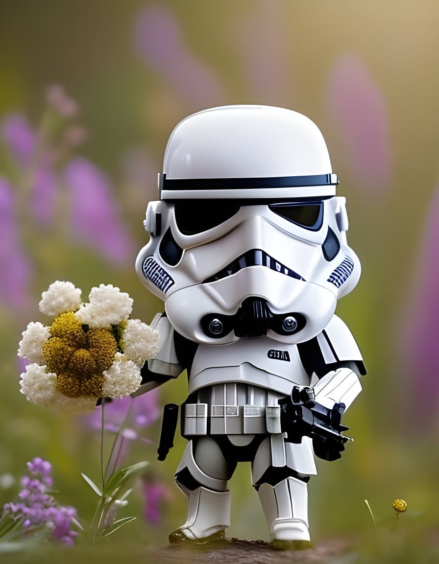 Cute Chibi Stormtrooper in Flower Field