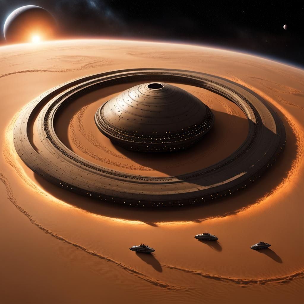 Gigantic Ring Starship Crashes onto Planet