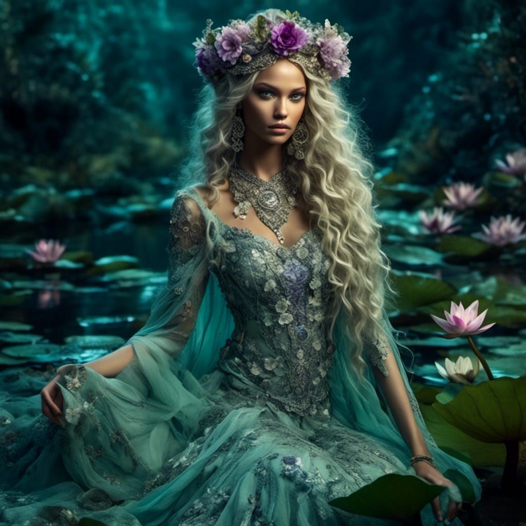 Fae Queen with Long Curls in Hyperreal Style